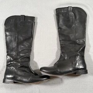 Women's Frye Black leather knee-high riding boots Western Rodeo 8.5